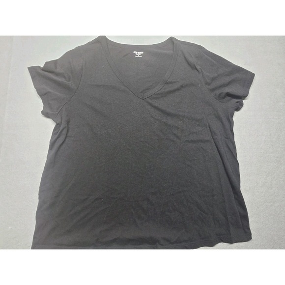 Old Navy Tops - Old Navy Everywear Womens Solid Black 100% Cotton V Neck Short Sleeve Shirt XL
